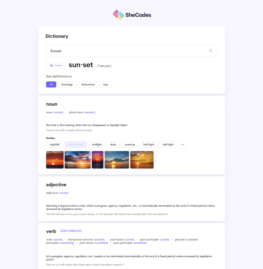 Dictionary app preview
