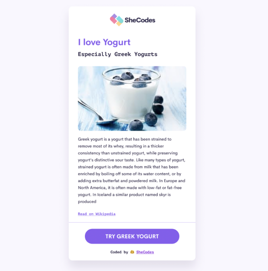 Yogurt project preview